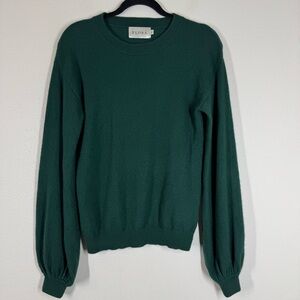 Flona Forest Green Cashmere Sweater Long Bishop Sleeve Classic Preppy Size XS